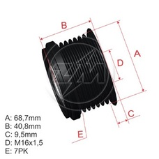 Imagen del producto *POLEA RUEDA LIBRE PV7 HYUNDAI H1   KIA SORENTO 03-06 C  2.5 CRDI