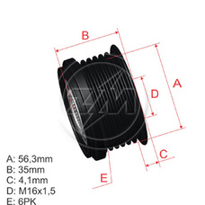 Imagen del producto *POLEA RUEDA LIBRE PV6 VOLKSWAGEN GOL. SAVEIRO 98-02 1.9SDI