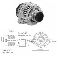 Imagen del producto ALTERNADOR DENSO TOYOTA HILUX  2.5 3.0 14V 80A (1KD)