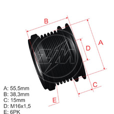 Imagen del producto *POLEA RUEDA LIBRE PV6 MERCEDES BENZ 124.210.140.163 DIESEL